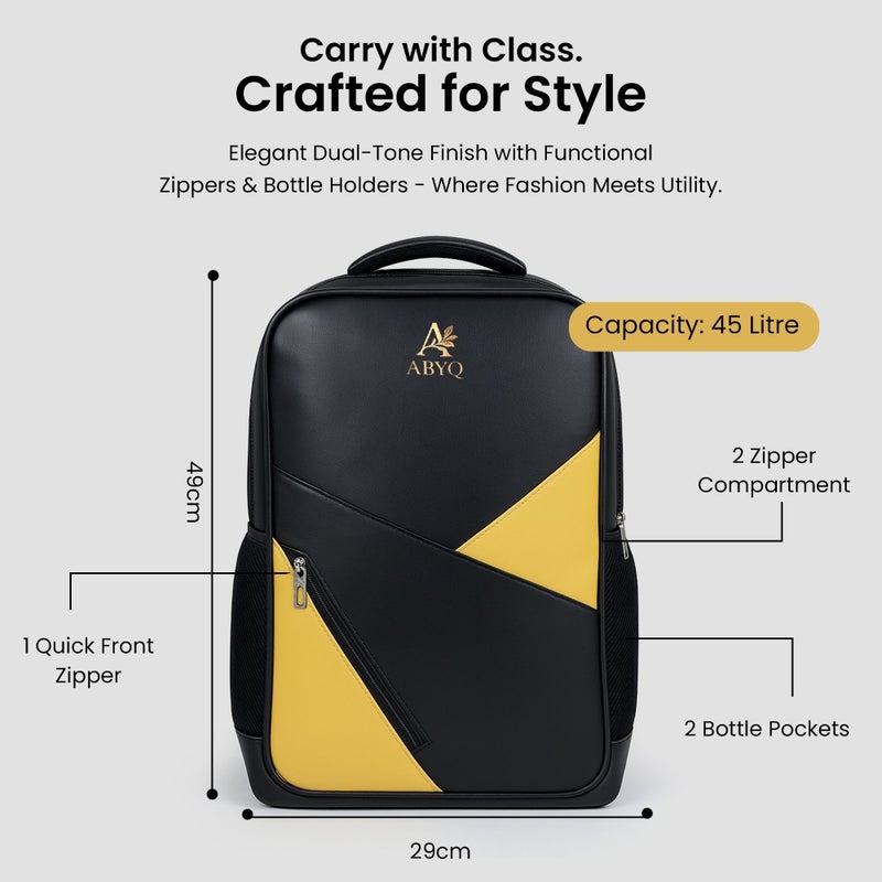 ABYQ Professional Laptop Backpack, Black and Yellow - Image 4